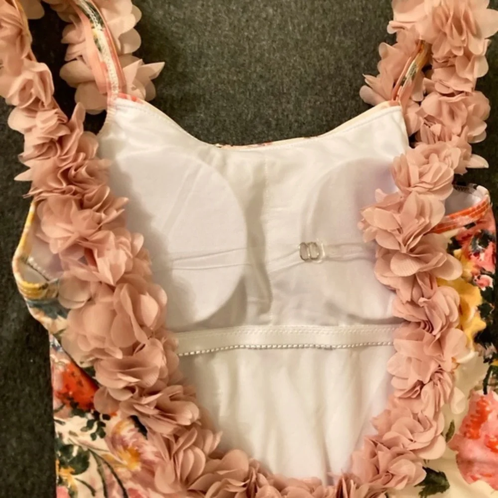 Applique Straps Dense Decals‎ With built-in bra Floral Printed One Piece new